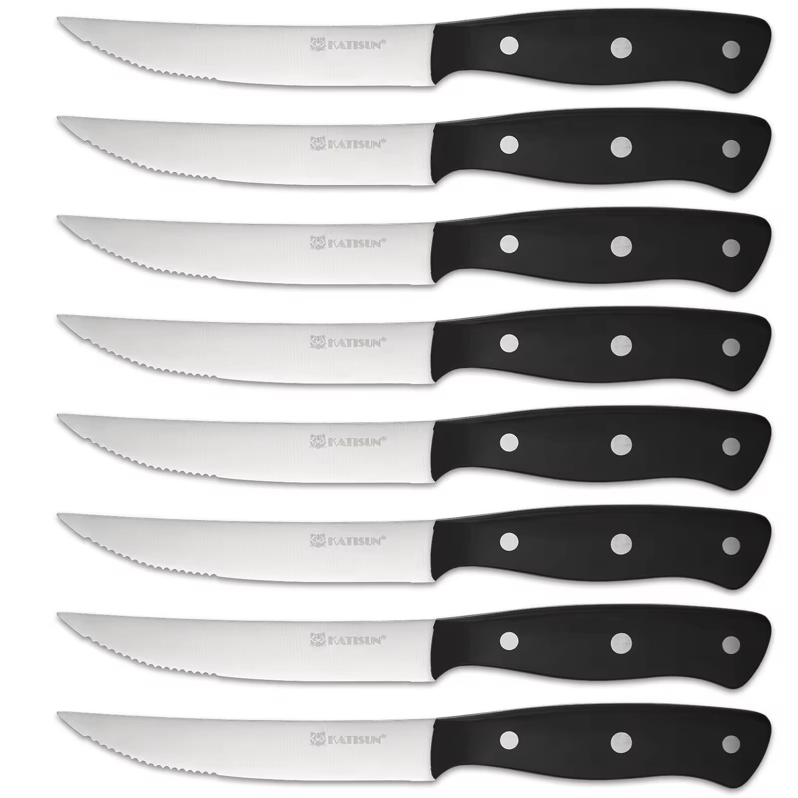 8PCS Steak Knife Set Carbon Steel with Ergonomic Handles
