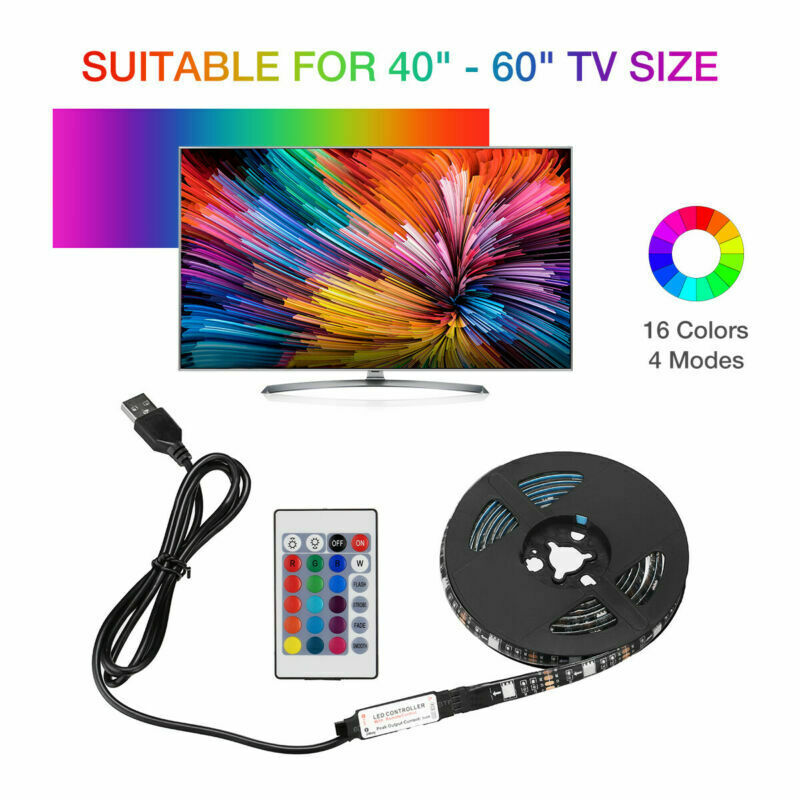 4x50CM USB RGB LED Strip Lights Kit with Remote for TV Background