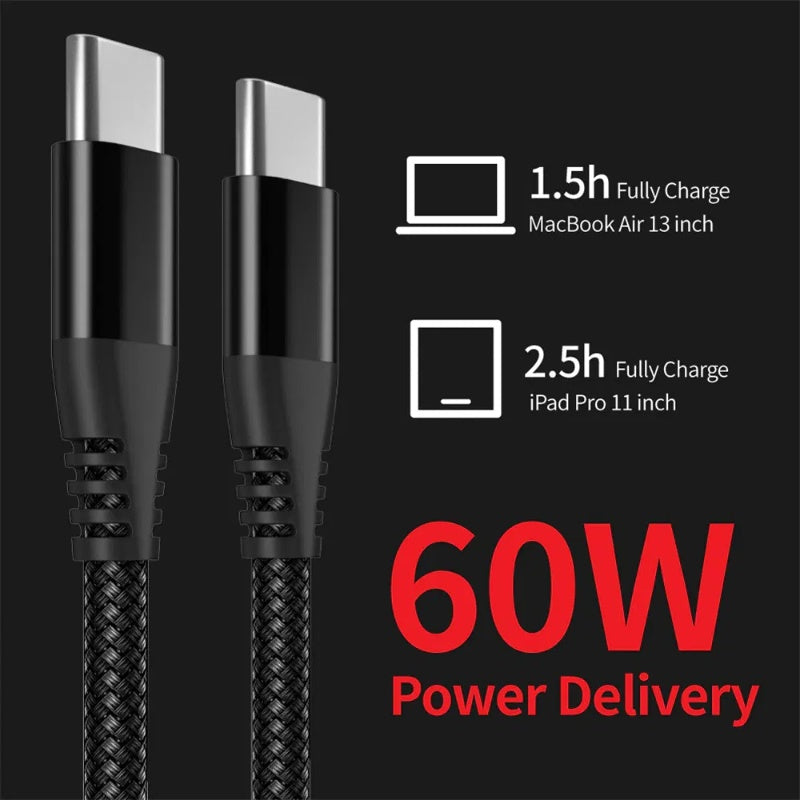 Braided USB C Fast Charging Data Sync Cable Durable Charger