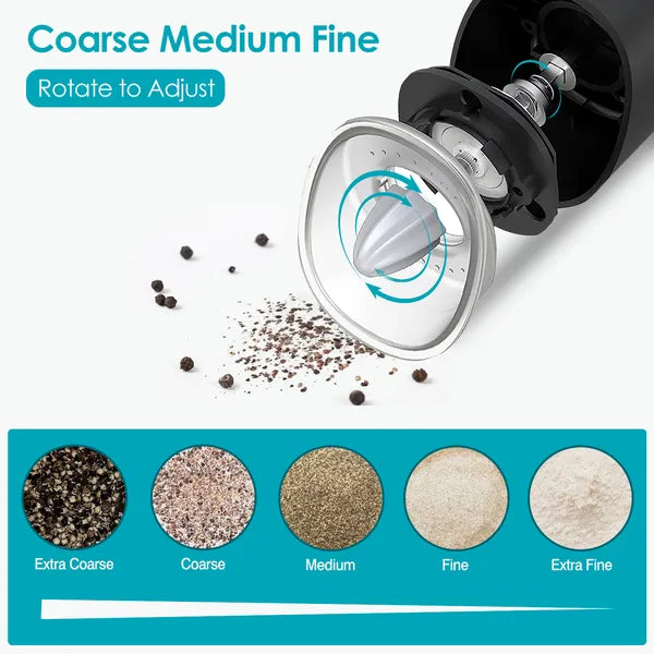 Electric Salt and Pepper Grinder Gravity Sensor Adjustable Mill