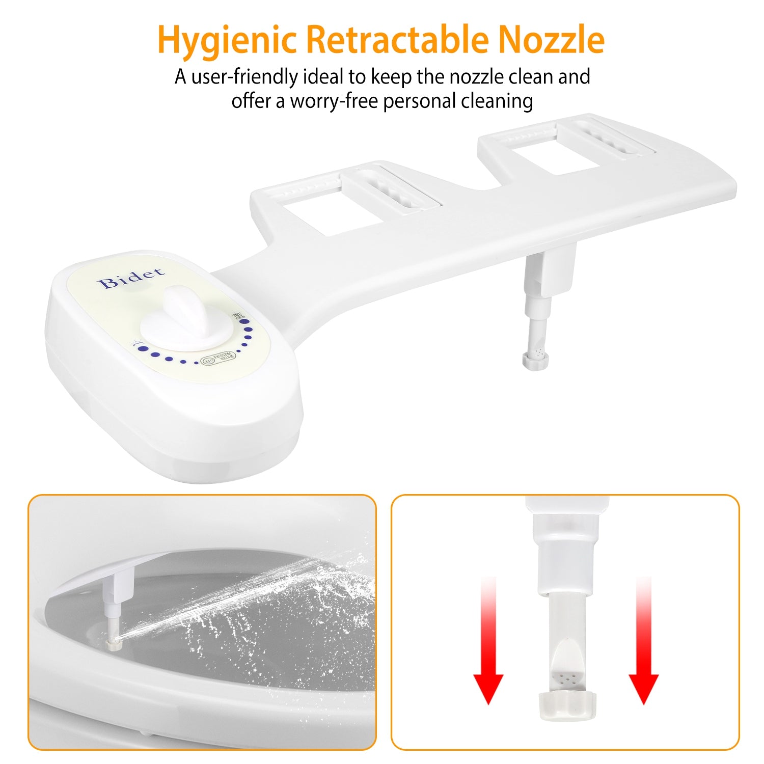 Non Electric Bidet Toilet Seat Attachment Adjustable Spray