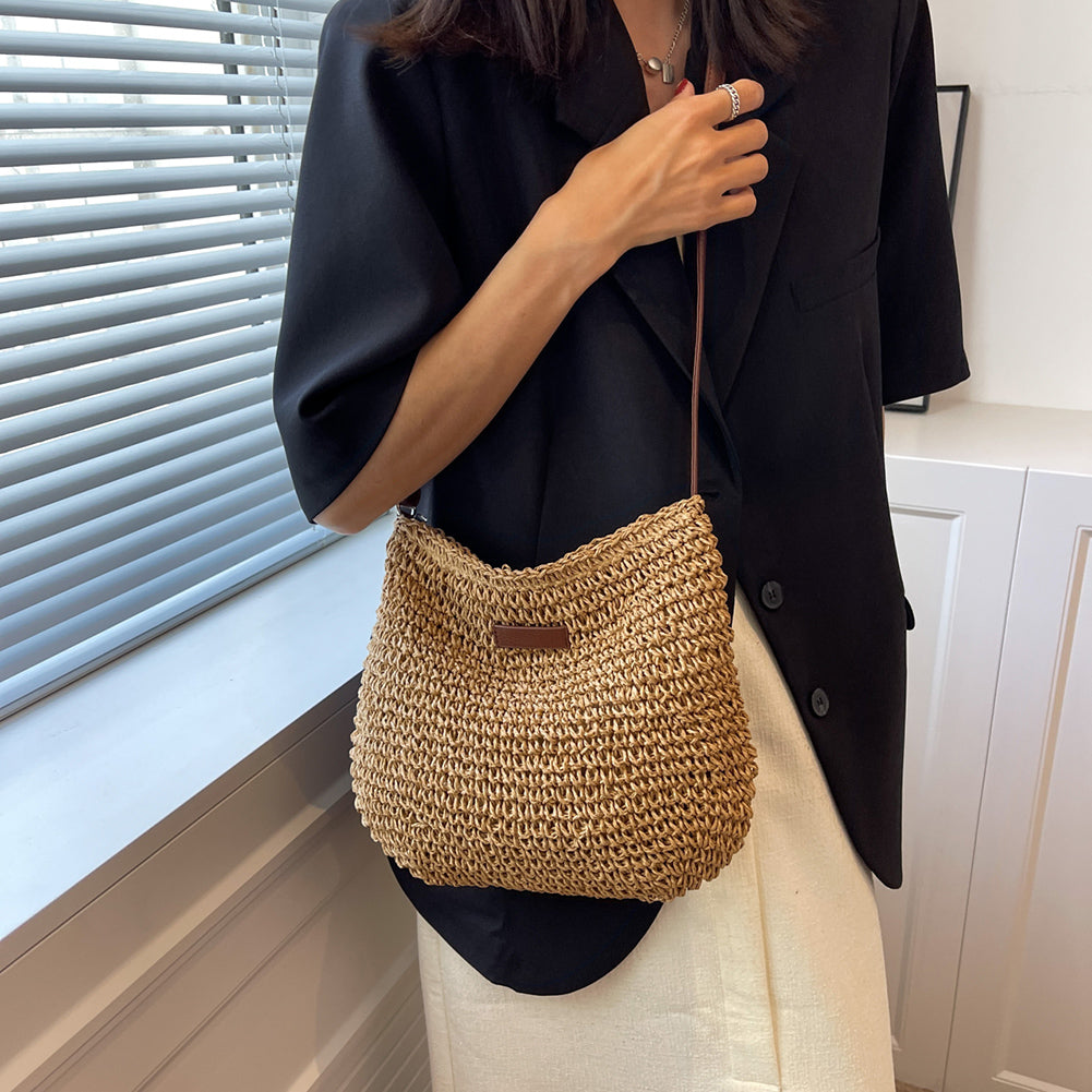 Niche Design Vacation Straw Tote Bag Stylish Summer Beach Shoulder Bag