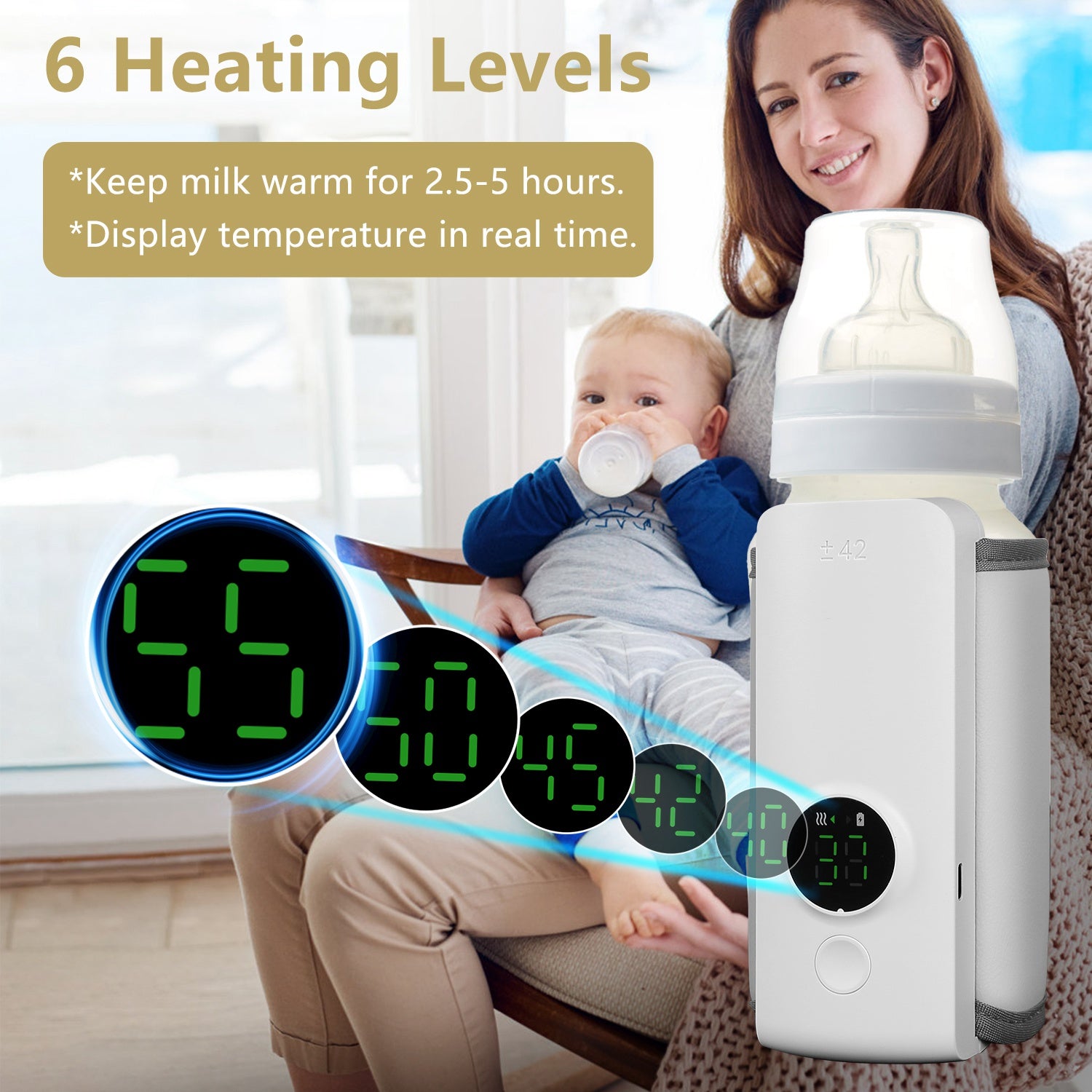 Portable Baby Bottle Warmer USB Rechargeable Milk Heater
