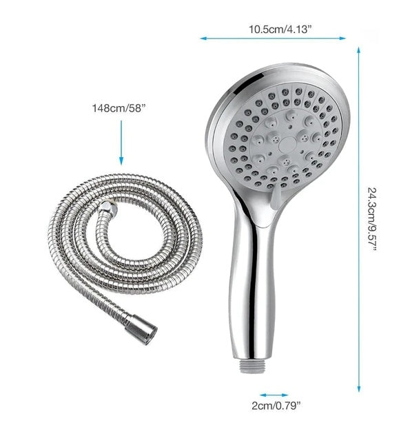 High Pressure Handheld Shower Head with 5 Spray Modes & Hose