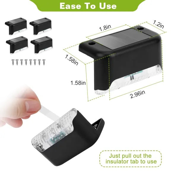 Smart Solar LED Step Lights Waterproof Auto Dusk Outdoor 4 Pack