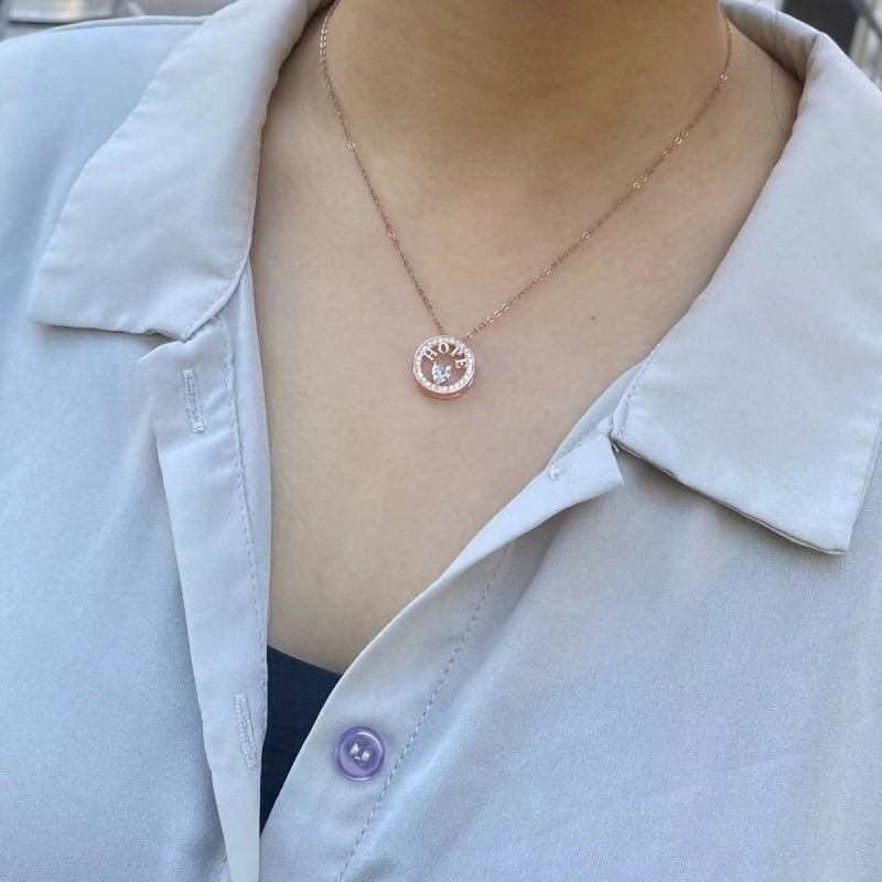 Luxury Hope Pendant Necklace 18K Gold Zircon Silver Jewelry