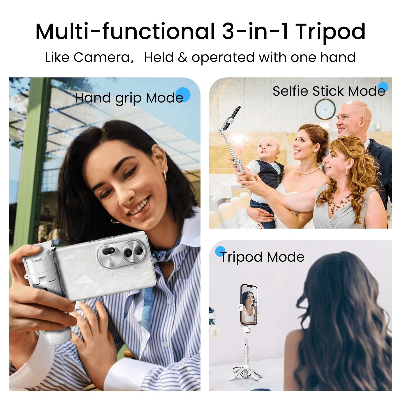 Mini Selfie Tripod 3 in 1 with Remote Foldable Phone Stand