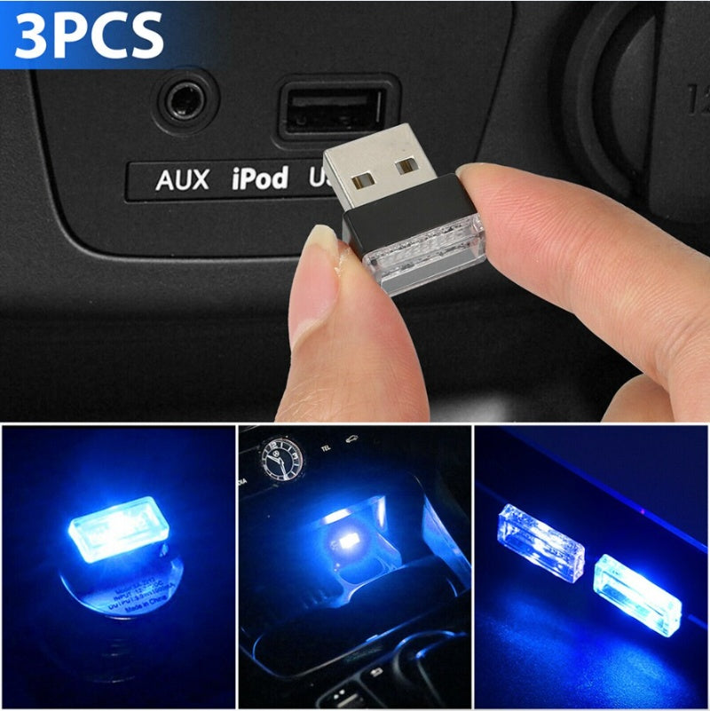 Bright Mini USB LED Car Interior Lights Blue Ambient Neon