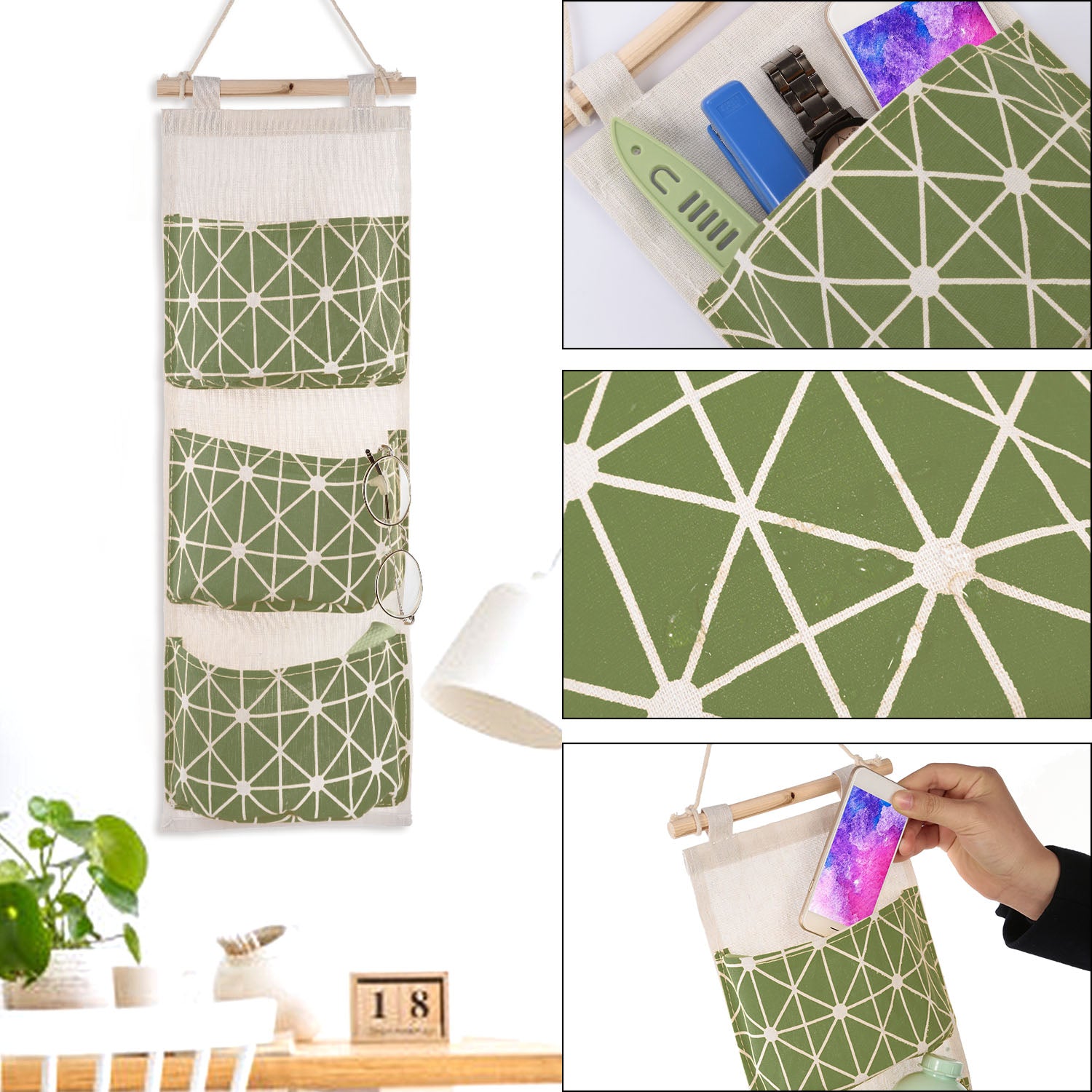 Wall Mounted Hanging Storage Organizer 3 Pocket Waterproof Bag