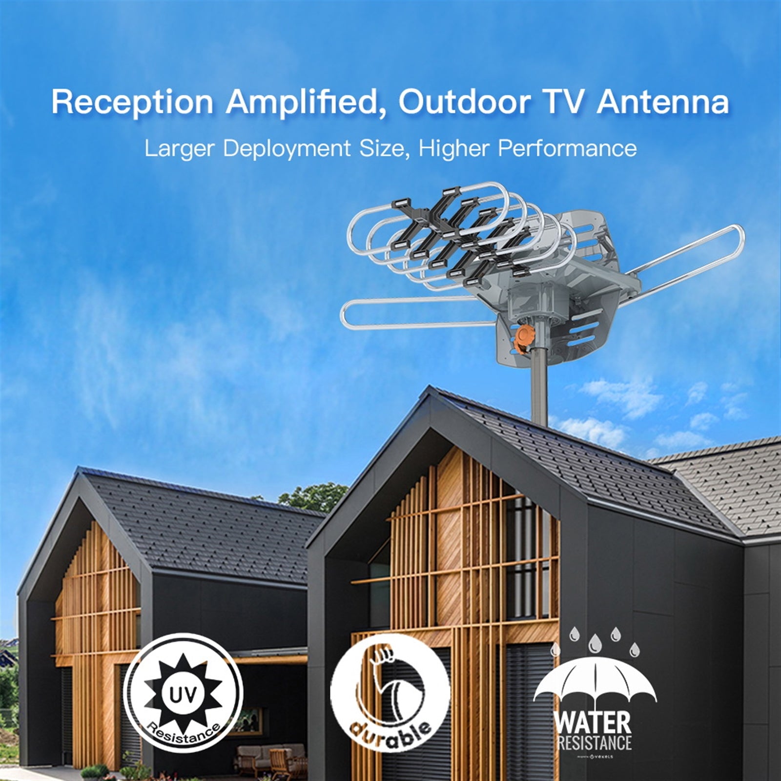 Outdoor TV Antenna 360 Degree Rotation High Gain Signal