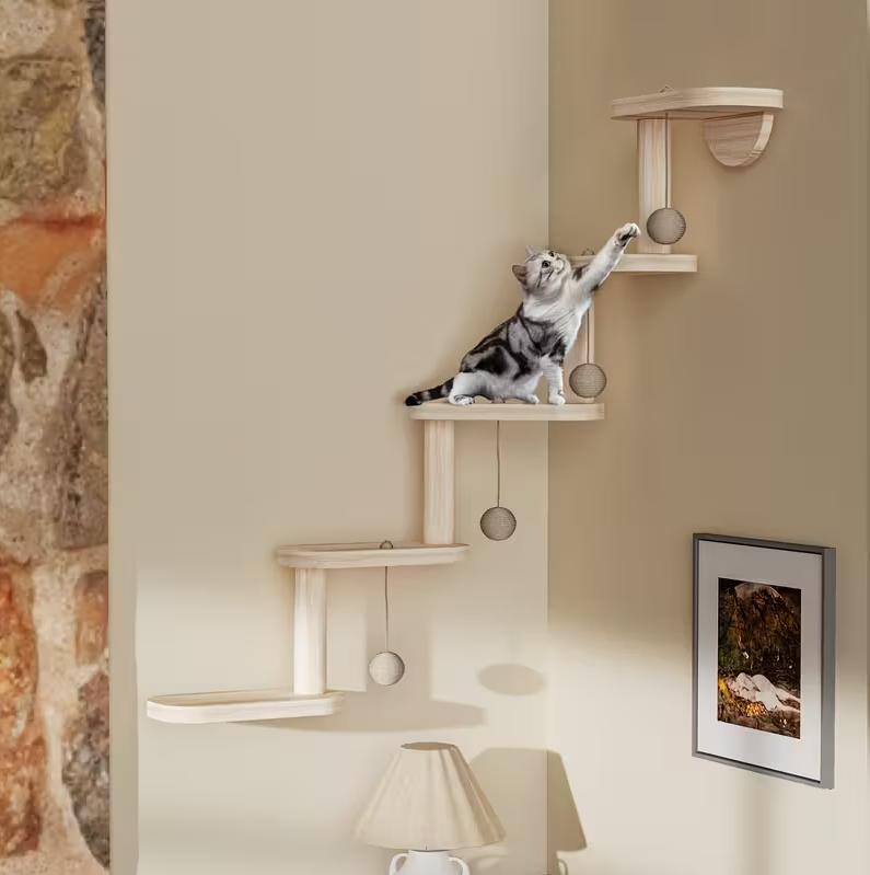 DIY Modular Cat Wall Climbing Frame – Wall-Mounted Multi-Level Cat Activity Center