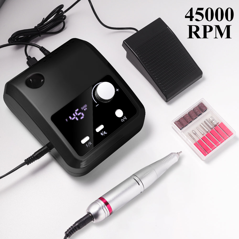 45000RPM Professional Electric Nail Drill with LCD Foot Control
