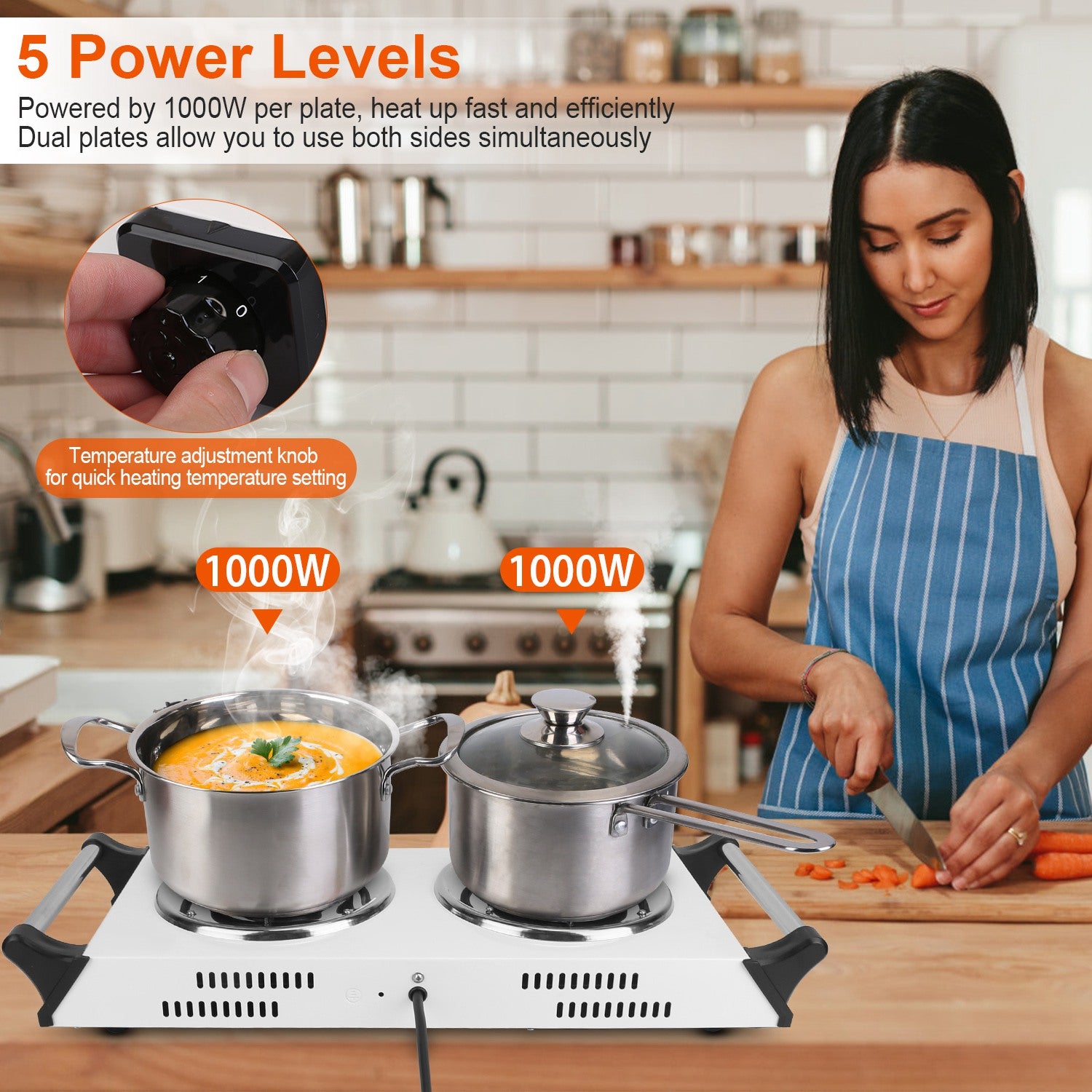 2000W Portable Electric Dual Stove Desktop