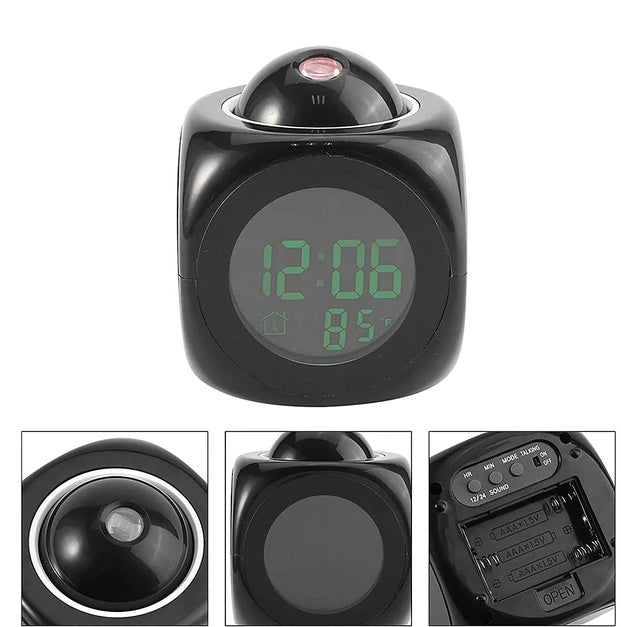 LED Projection Alarm Clock with Voice Control & Digital LCD Display