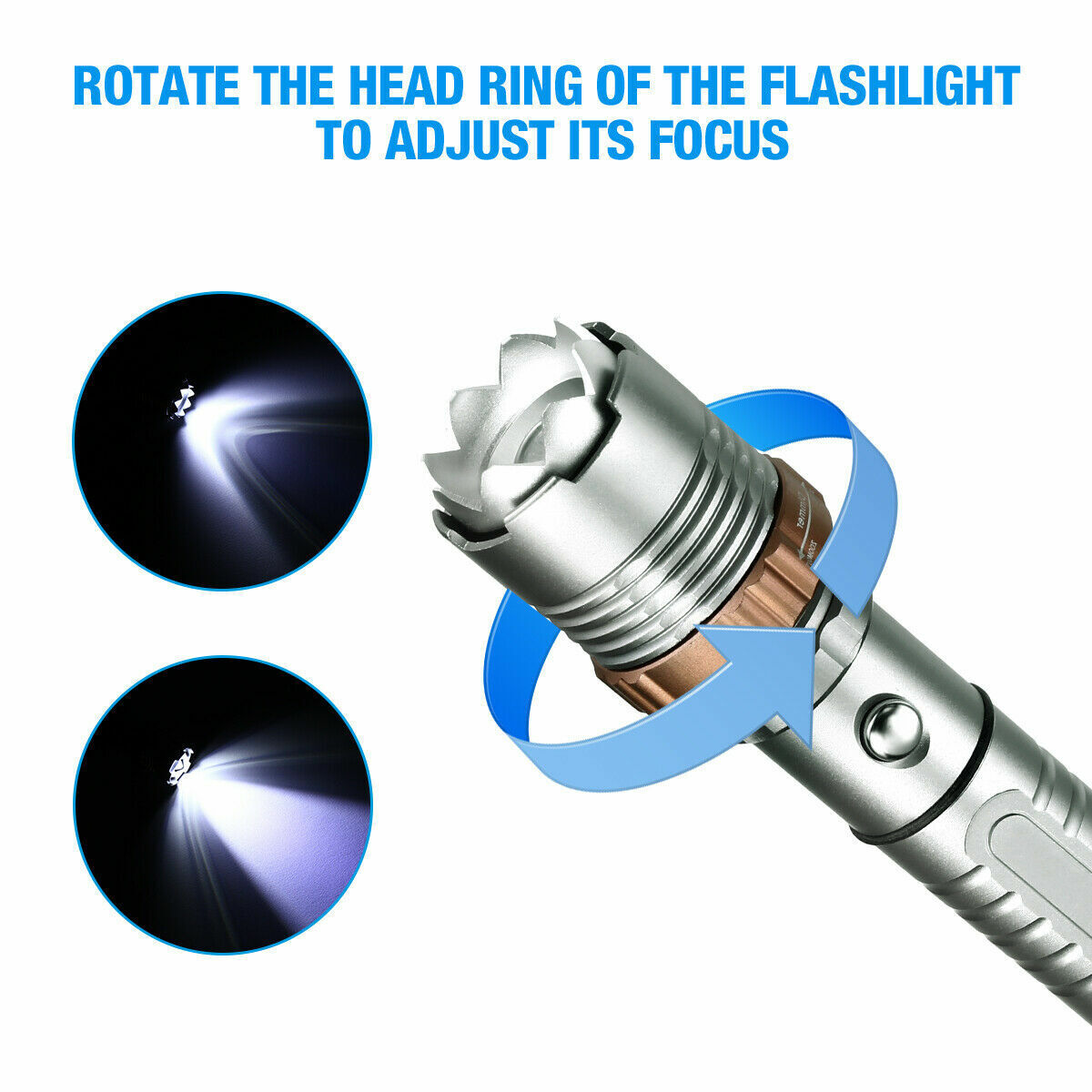 Ultra Bright LED Flashlight Rechargeable Emergency Torch Hammer