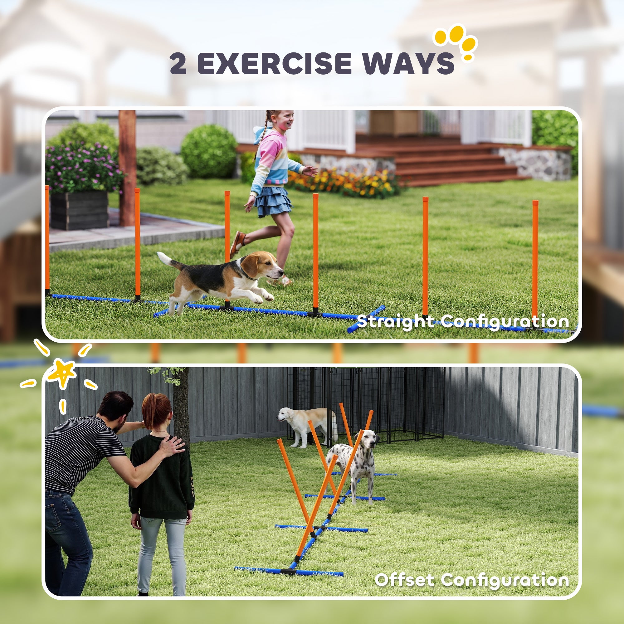 Dog Agility Training Set for Backyard & Indoor Use – Adjustable Agility Jump Course Kit