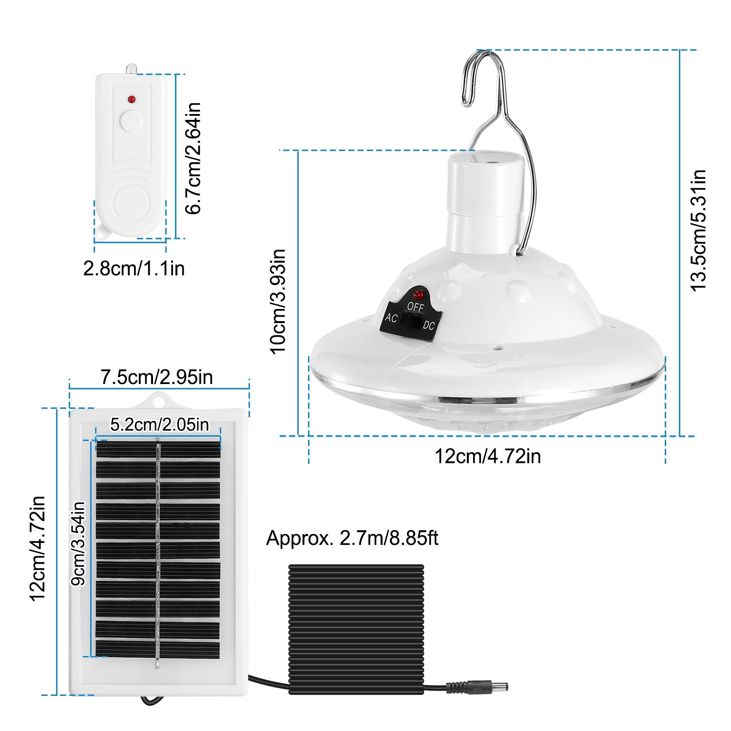 High Power Solar Camping Lantern Remote Control Waterproof Light