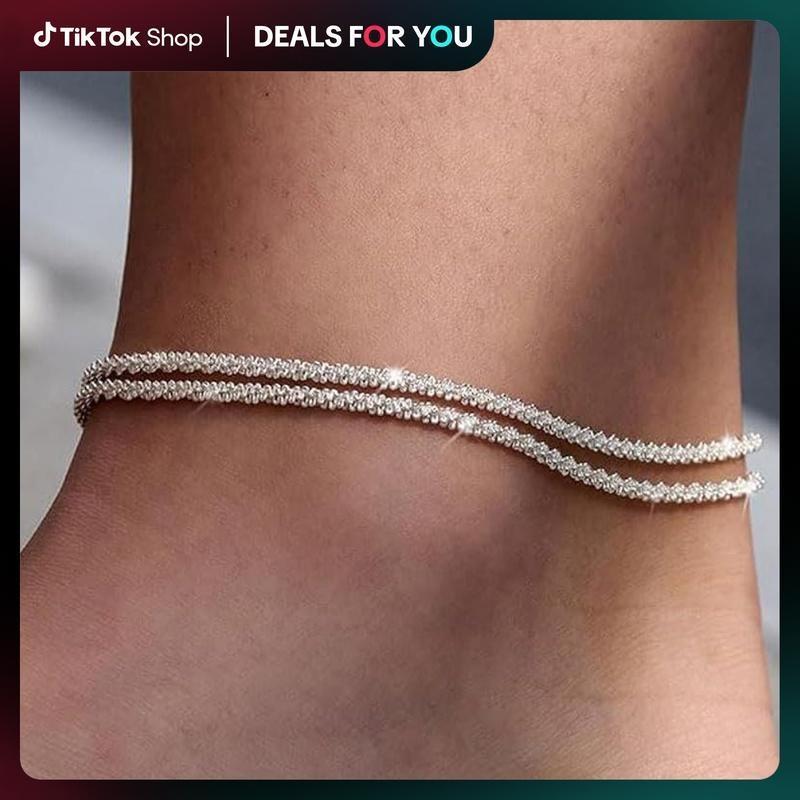 Stylish Multi Layer Anklet Waterproof Adjustable Gold Silver