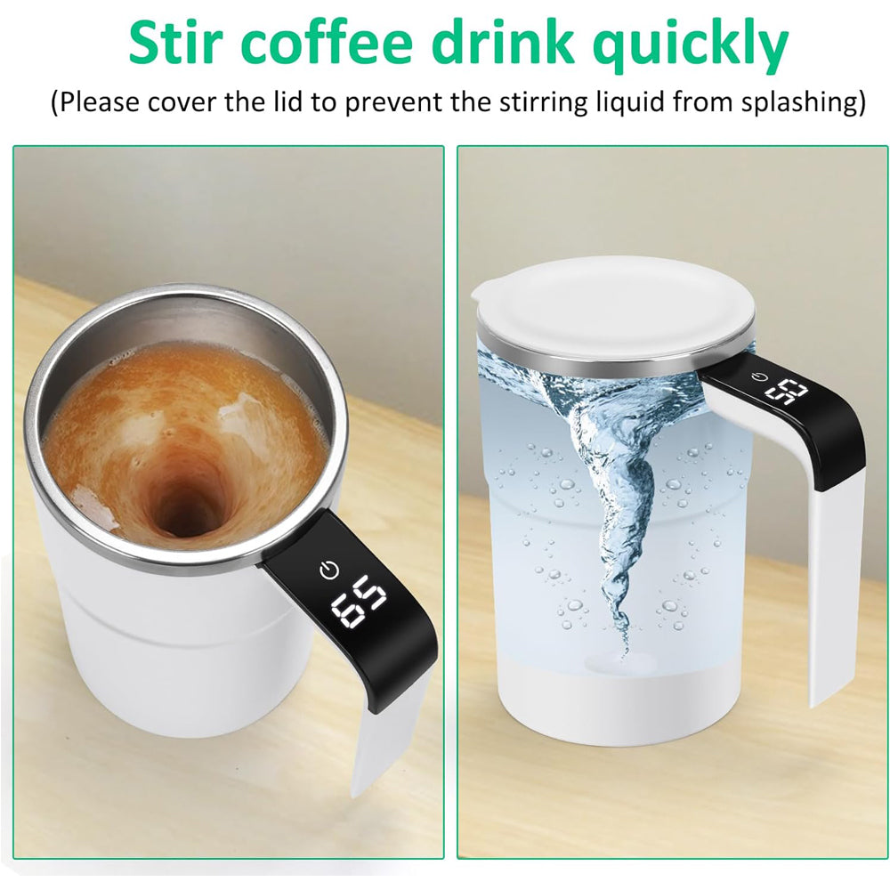 12oz Self Stirring Mug Auto Magnetic Coffee Cup LED Temperature Display