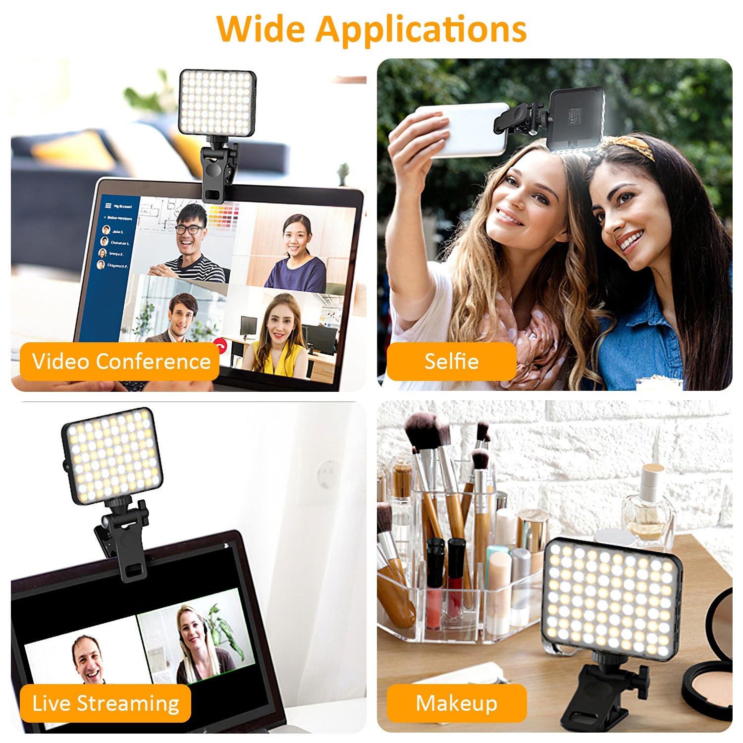 Rechargeable Selfie Light Clip On Fill Light 3 Modes 10 Brightness