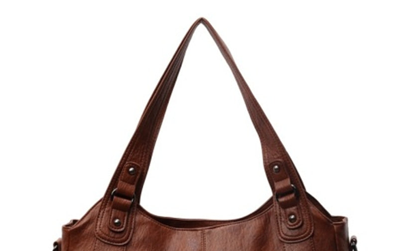 Elegant Retro Handbag Solid Color Textured American Shoulder Bag