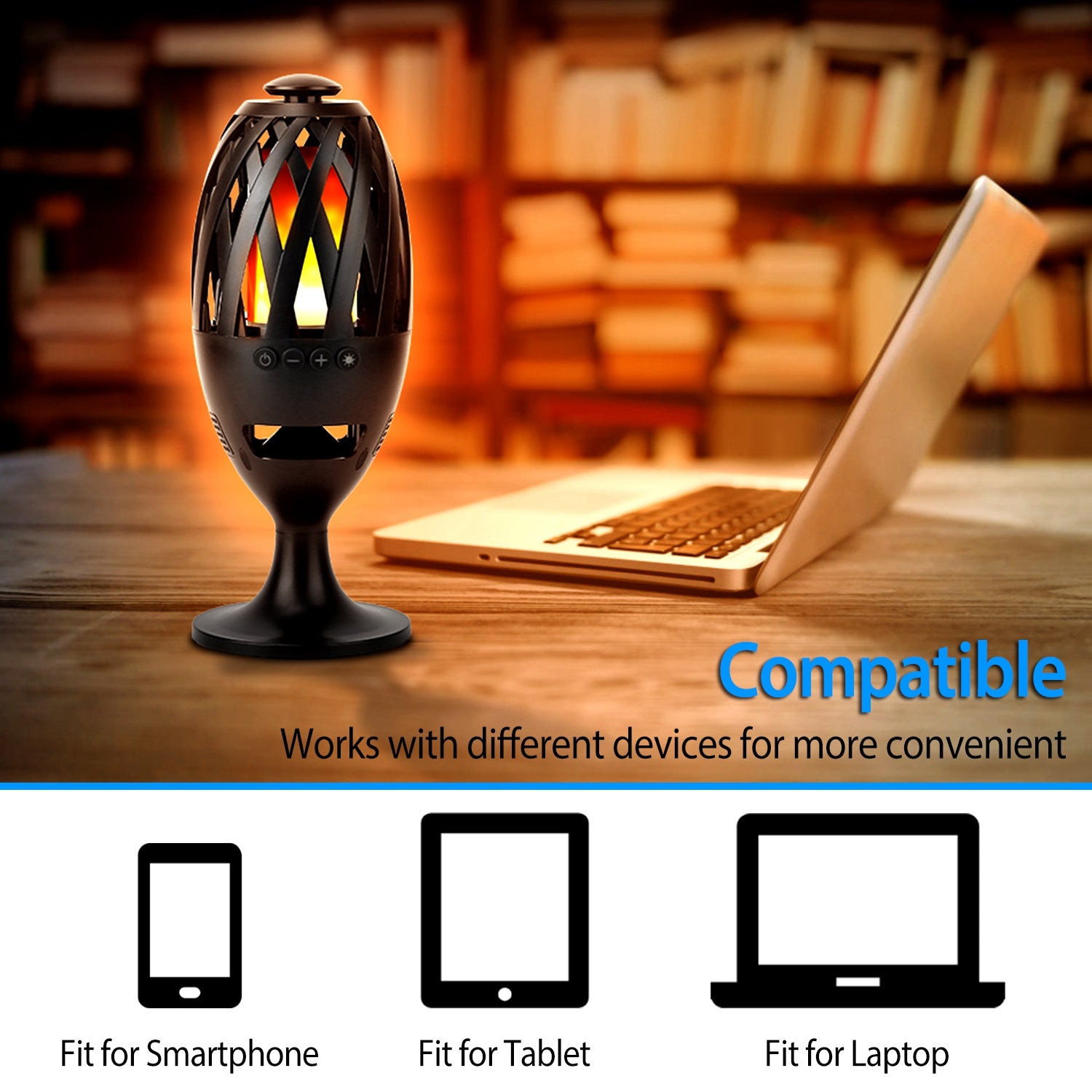 LED Flame Bluetooth Speaker Waterproof Outdoor Torch Light Bass