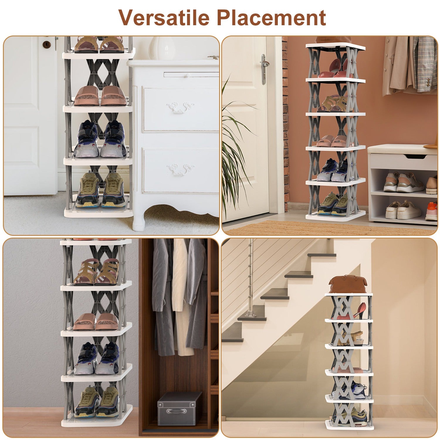 Space Saving 6-Tier Foldable Shoe Rack Narrow Storage Organizer