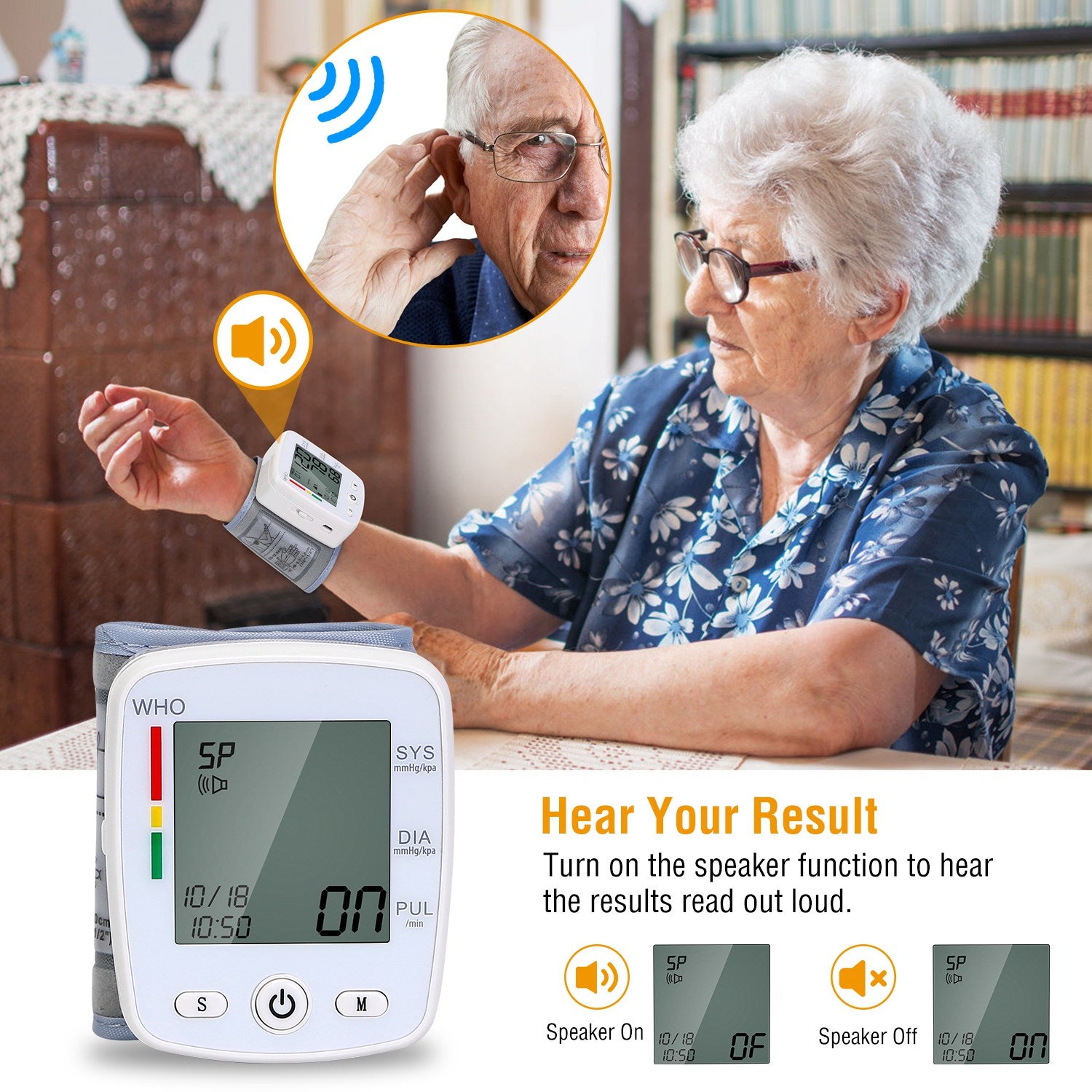 Digital Wrist Blood Pressure Monitor with Memory & Large LCD Display