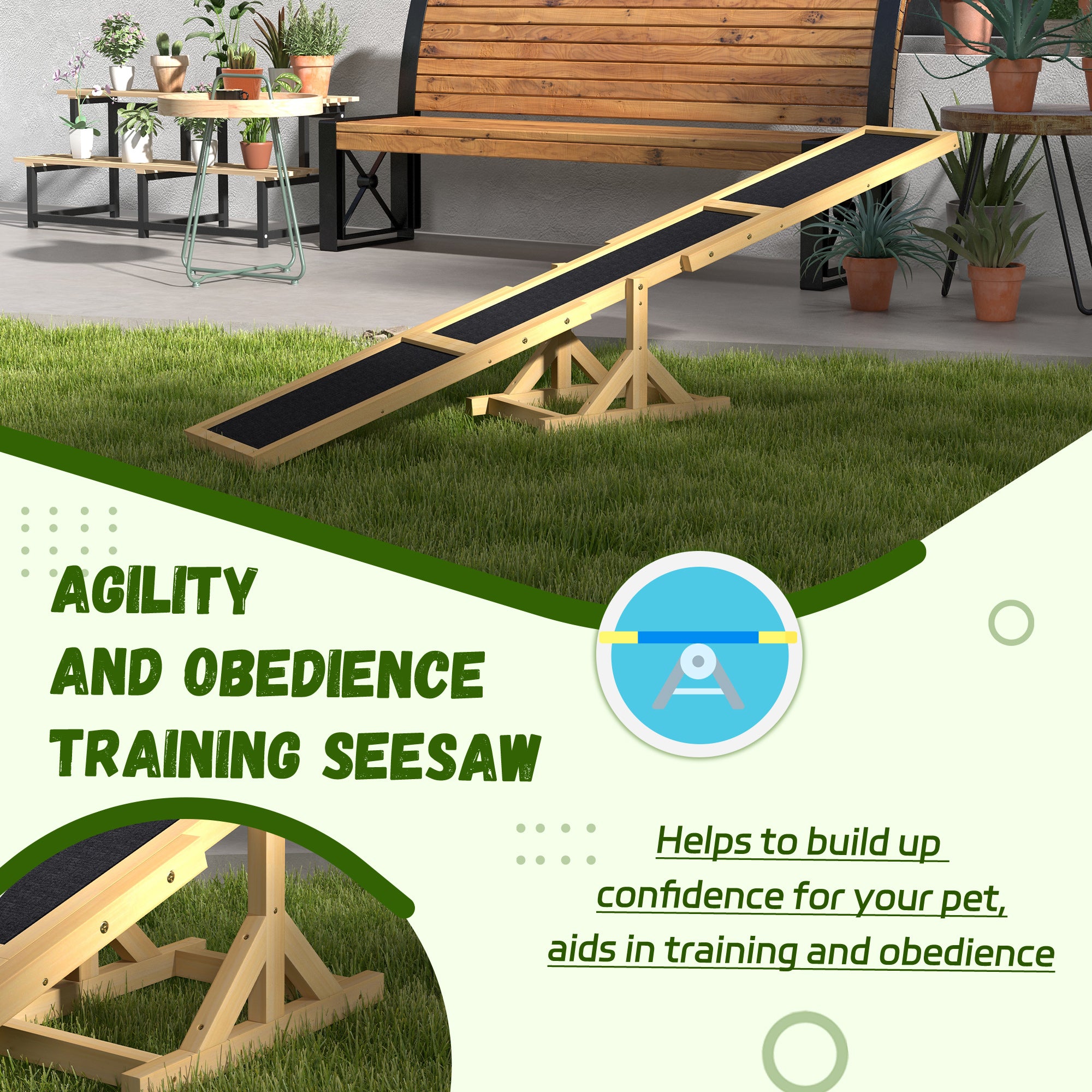 Premium Wooden Dog Agility Seesaw for Training and Exercise