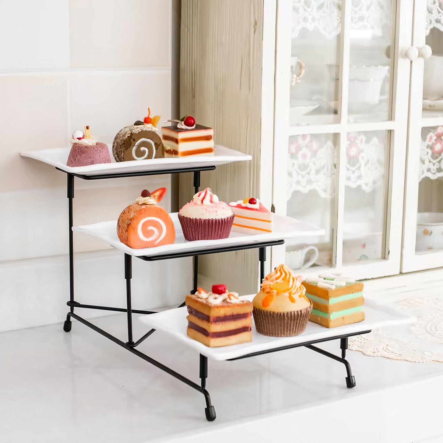 3 Tier Plastic Serving Tray Stand for Desserts