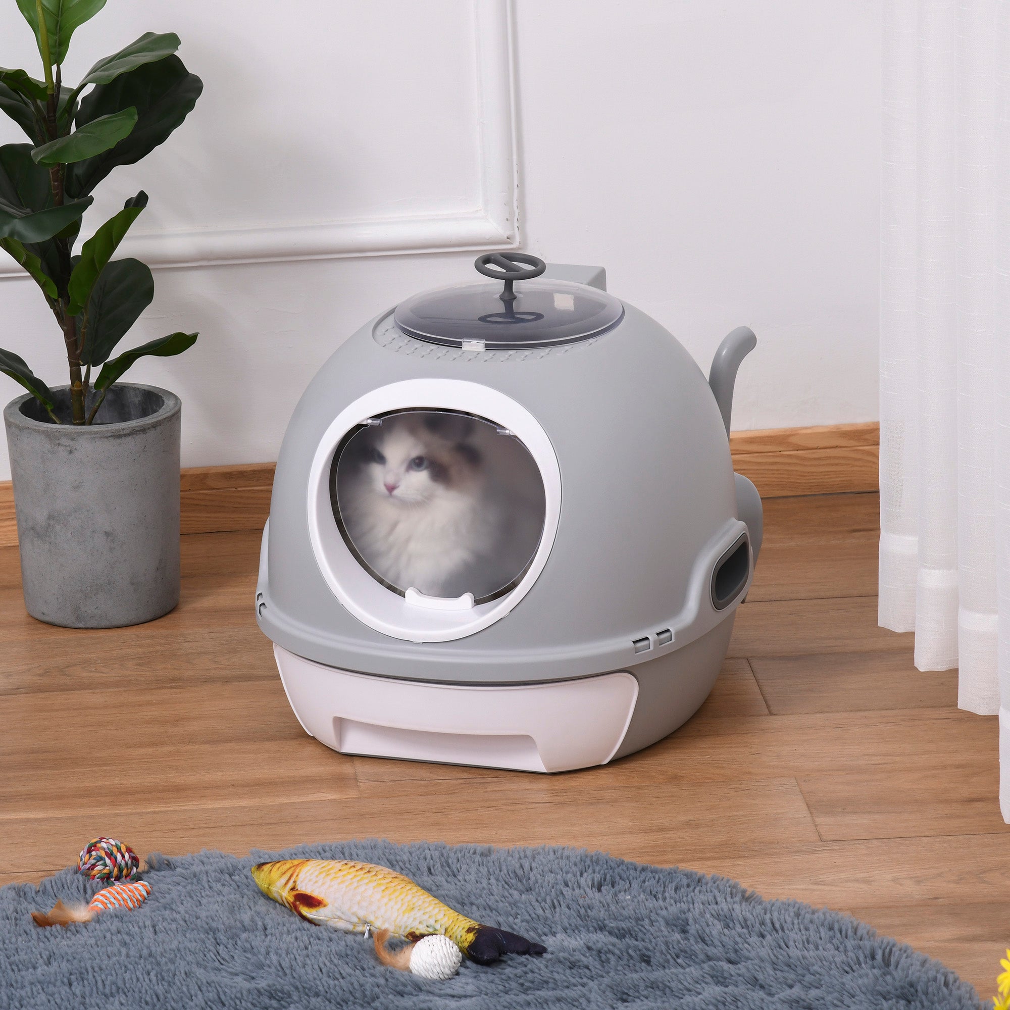 Premium Cat Litter Box Toilet with Lid for Odor Control and Privacy