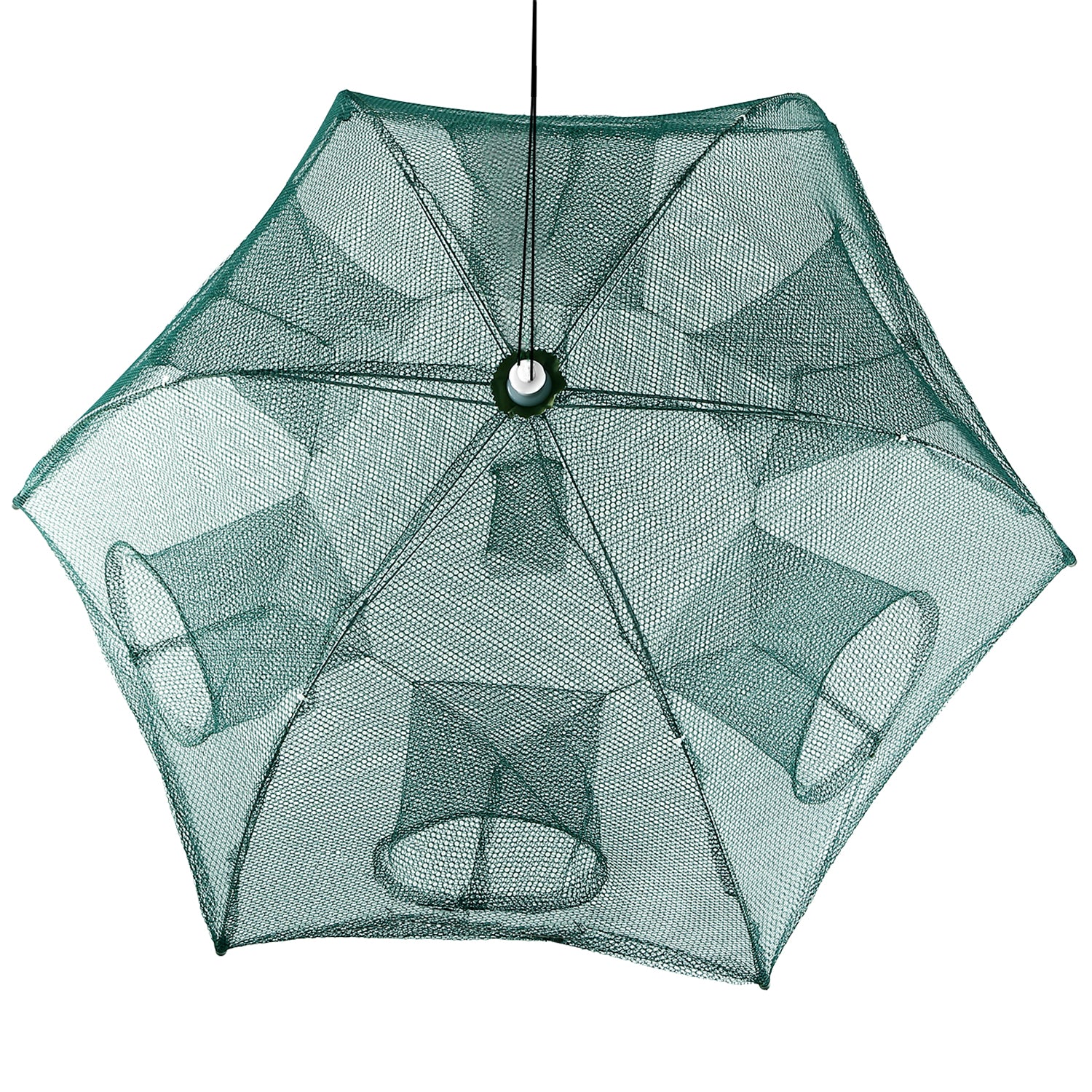 Portable 6-Sided Fishing Trap Net with 6 Holes Automatic