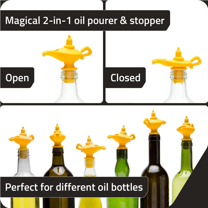 Oil Pourer Stopper Silicone Spout Aladdin Style Bottle Dispenser