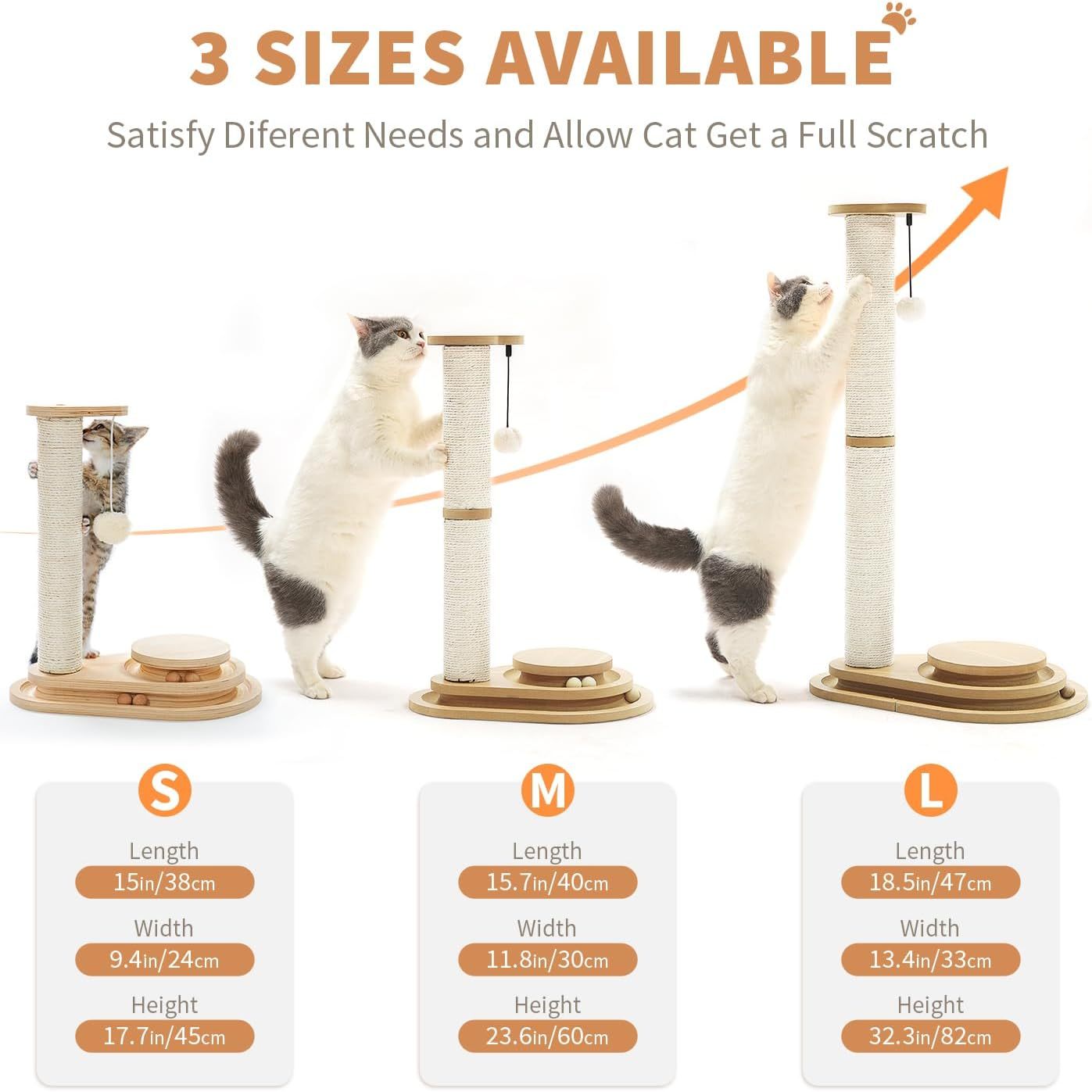 Interactive Cat Scratching Post with Ball Track Toy – Sisal Cat Scratcher for Indoor Cats