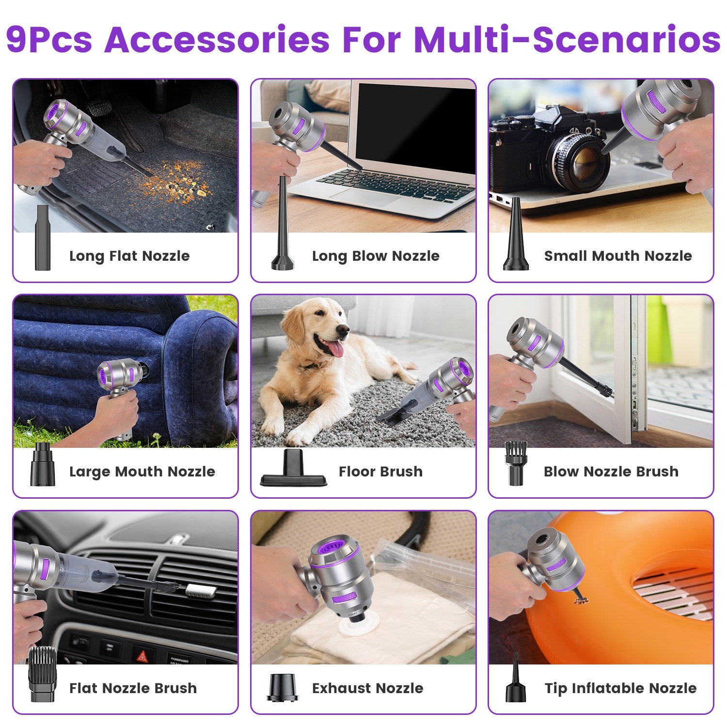 16000PA Handheld Car Vacuum Cleaner Cordless 4 in 1