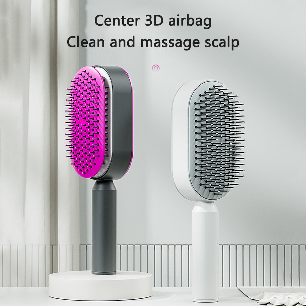 Self Cleaning Hair Brush with Scalp Massage & Detangling