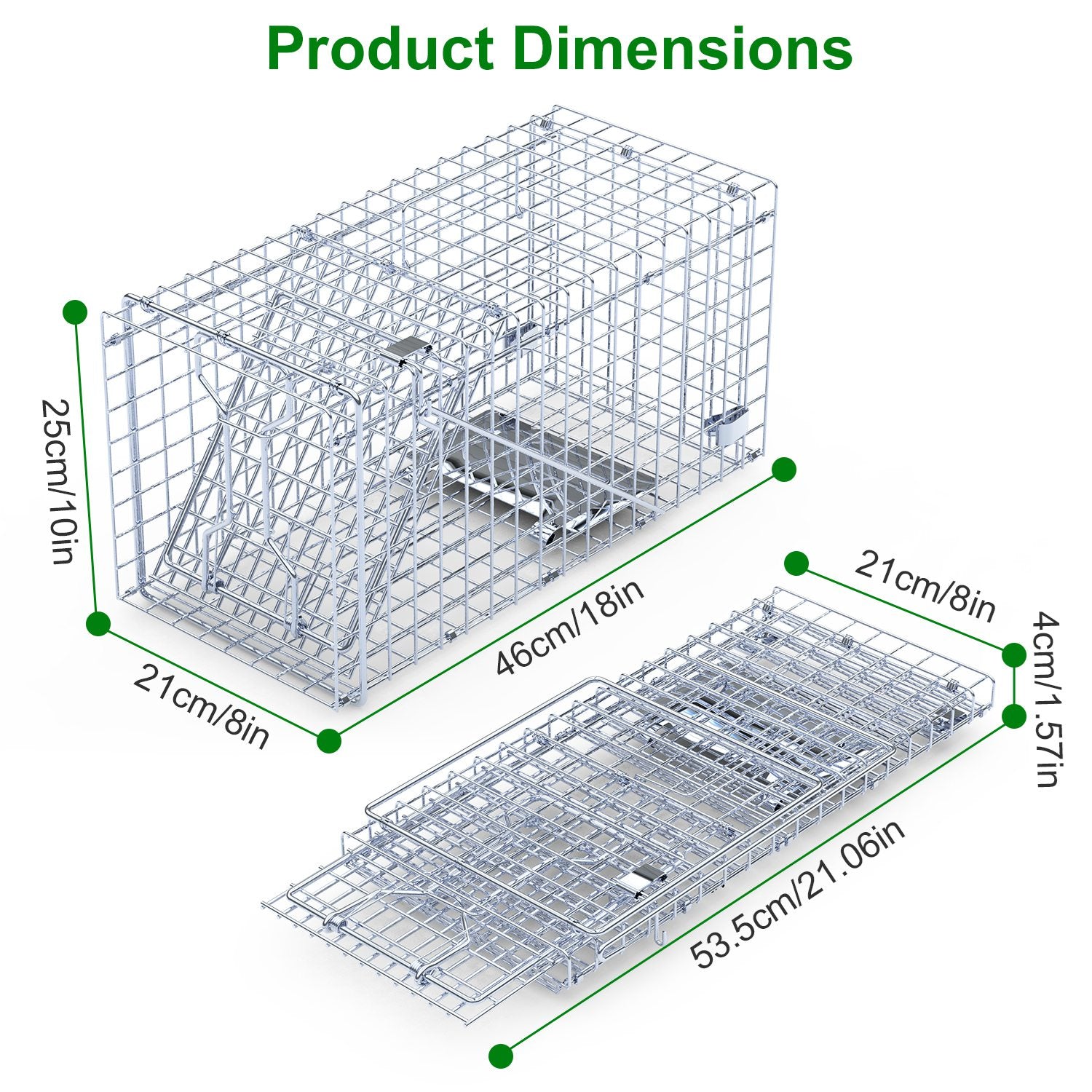 2-Pack Humane Live Animal Trap Cages – Collapsible Single Door Catch & Release Traps
