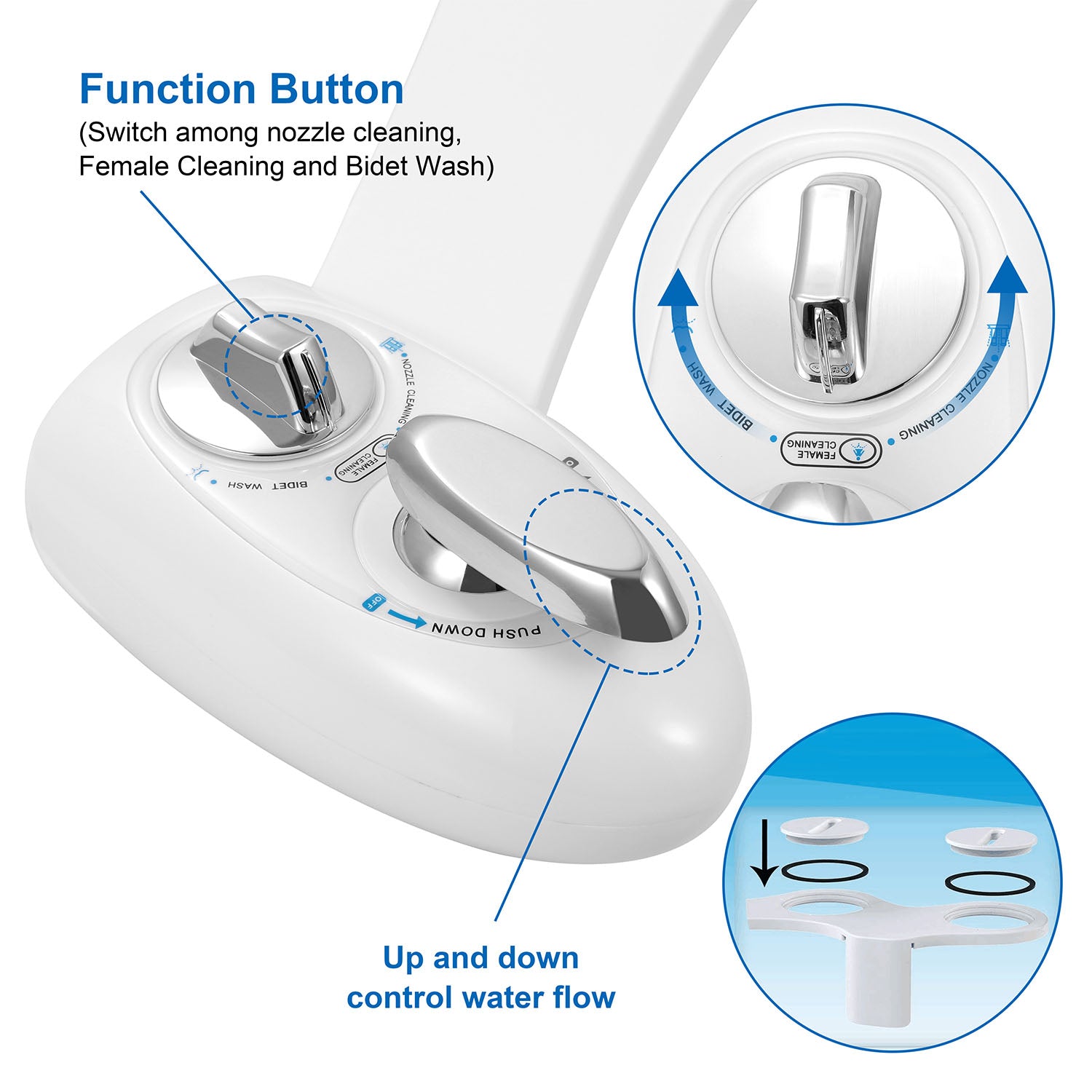 Cold Water Spray Bidet with Dual Nozzle Self Cleaning Toilet Seat Attachment