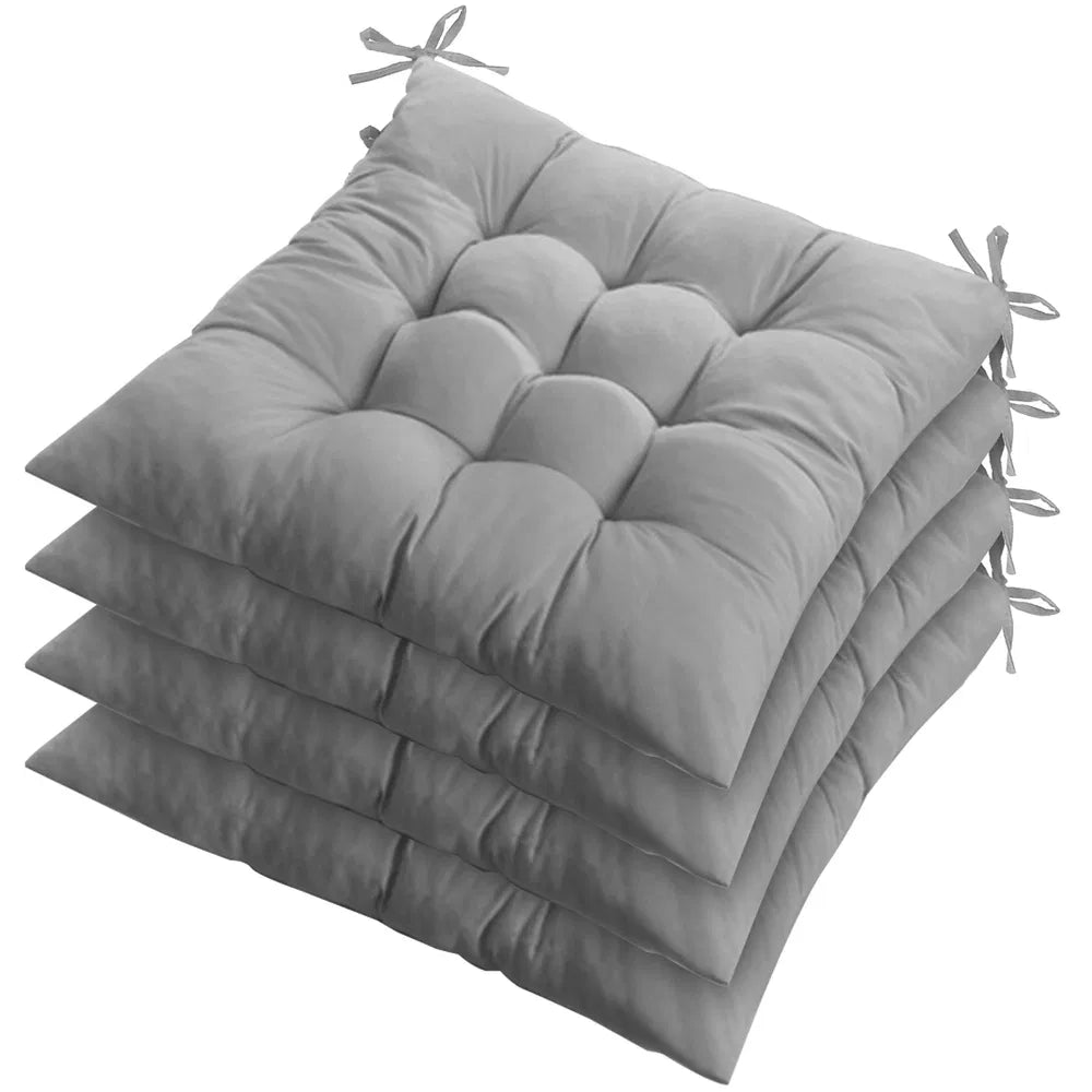 4Pcs Soft Chair Cushion Pads with Ties Comfortable Square Seat Cushions