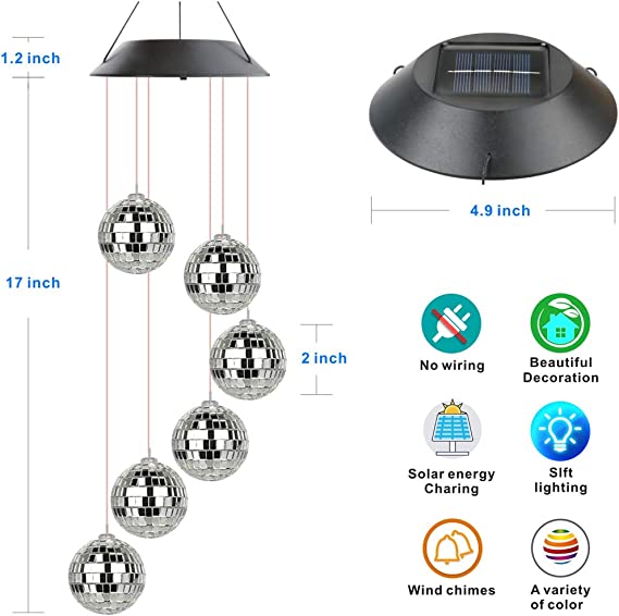 Color Changing Solar Wind Chimes LED Hanging Garden Decor