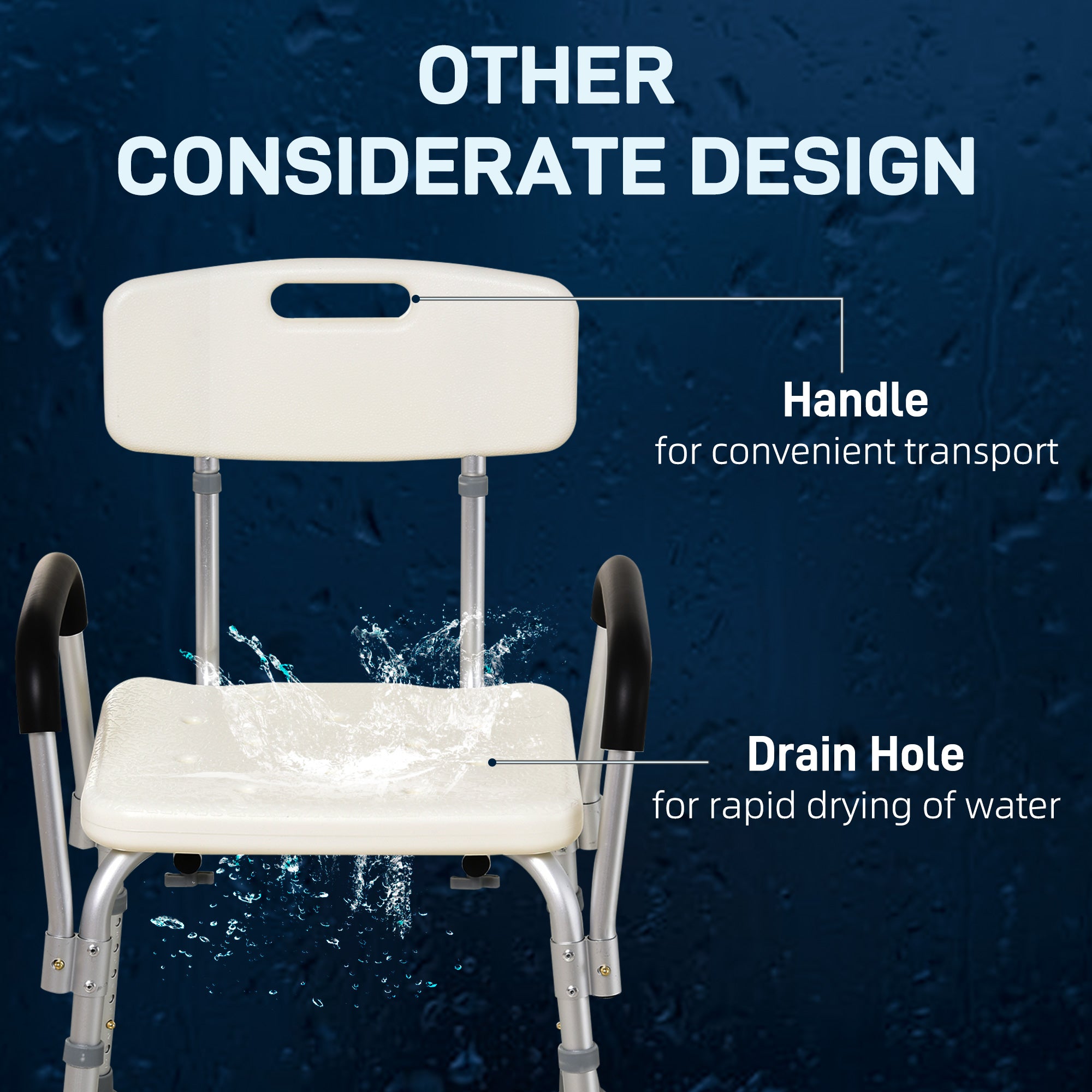 Adjustable Shower Chair with Armrests Medical Bath Bench for Seniors