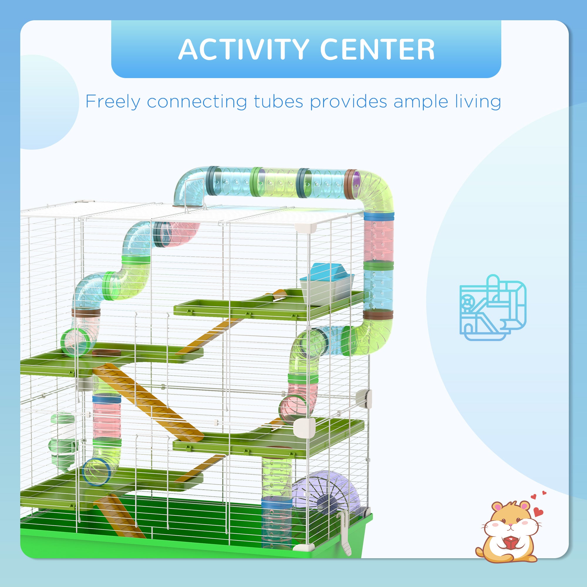 23-Inch 5-Tier Hamster Cage with Exercise Wheel & Water Bottle – Small Animal Habitat