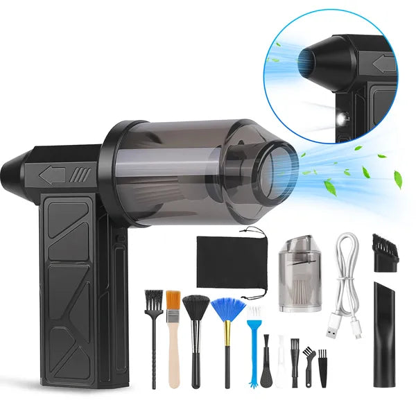 Compressed Air Duster Cordless Air Blower with LED Light for PC Keyboard Cleaning