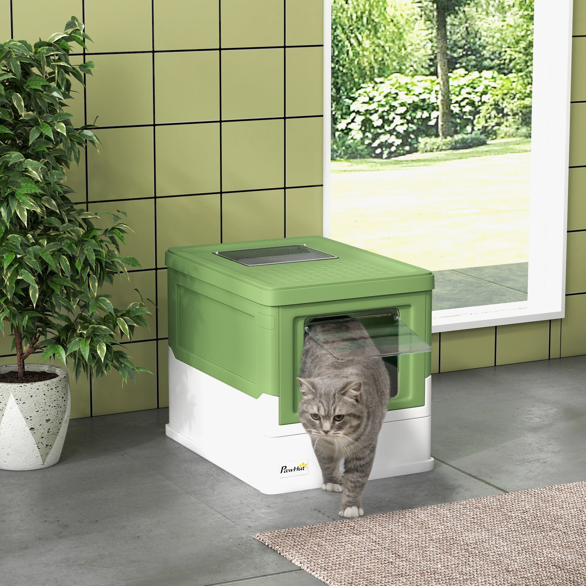 Fully Enclosed Cat Litter Box with Front Entry & Top Exit – Odor Control Cat Toilet