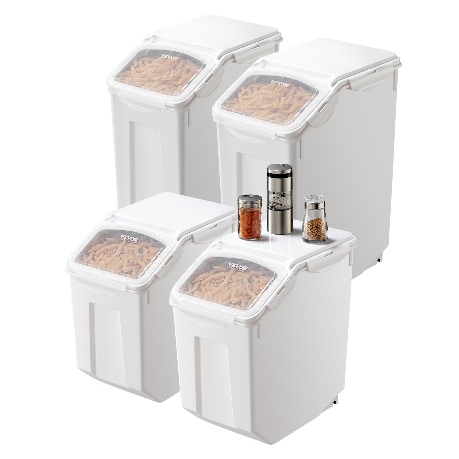 4 Pack Airtight Ingredient Storage Containers 3.5 & 4.5 Gallon