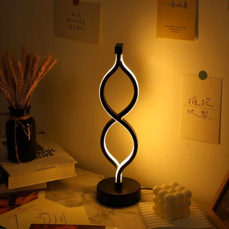 Modern Wave Desk Lamp USB 3 Color Dimmable LED Table Light