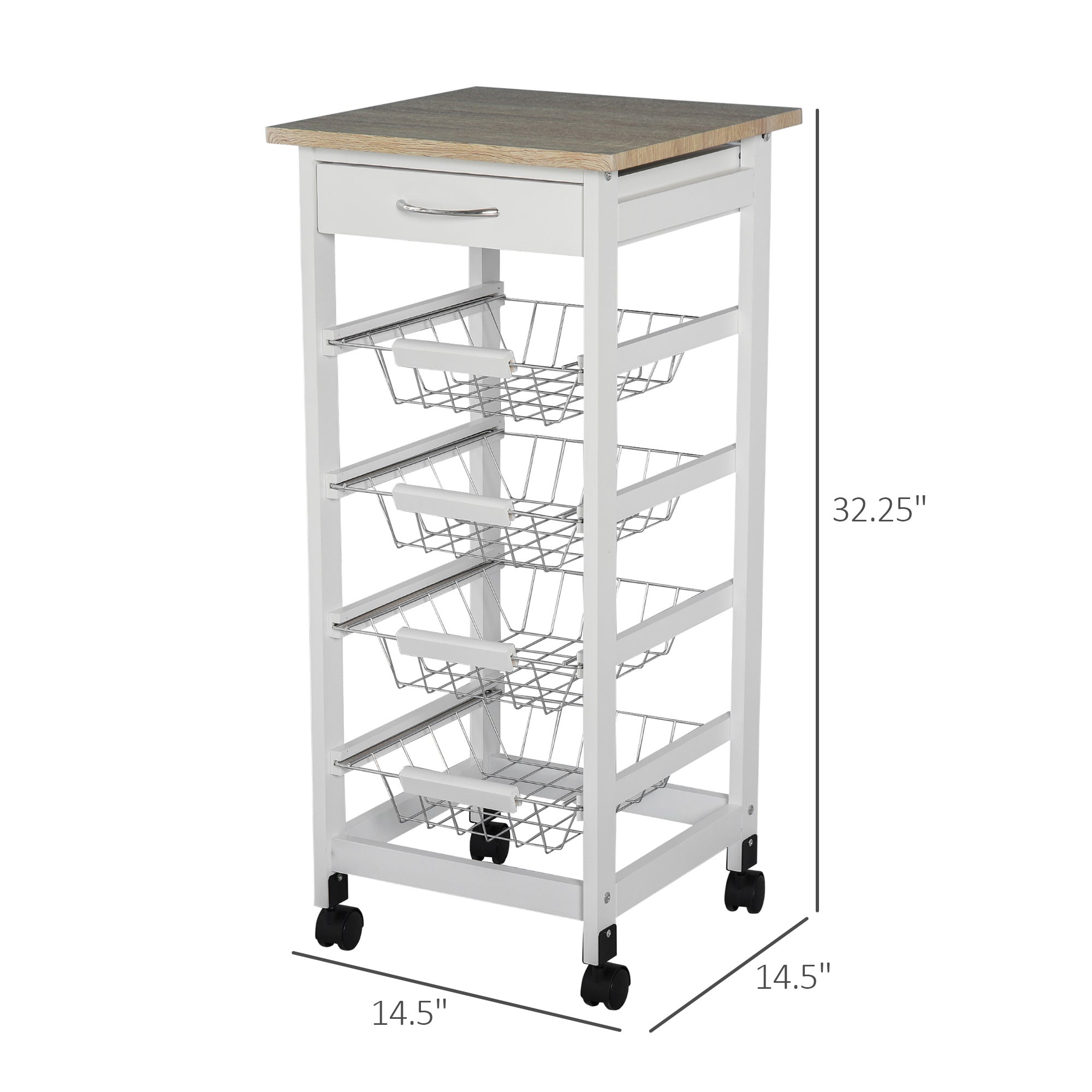 HOMCOM Kitchen Island Storage Cart with Baskets