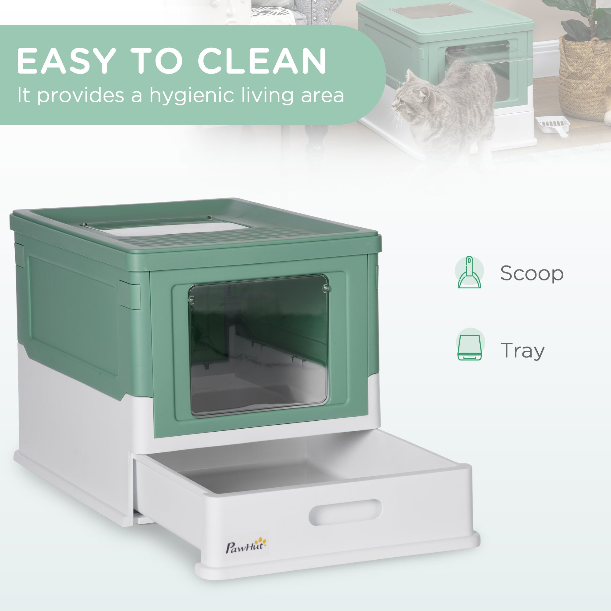 Premium Enclosed Cat Litter Box Front Entry Top Exit Design