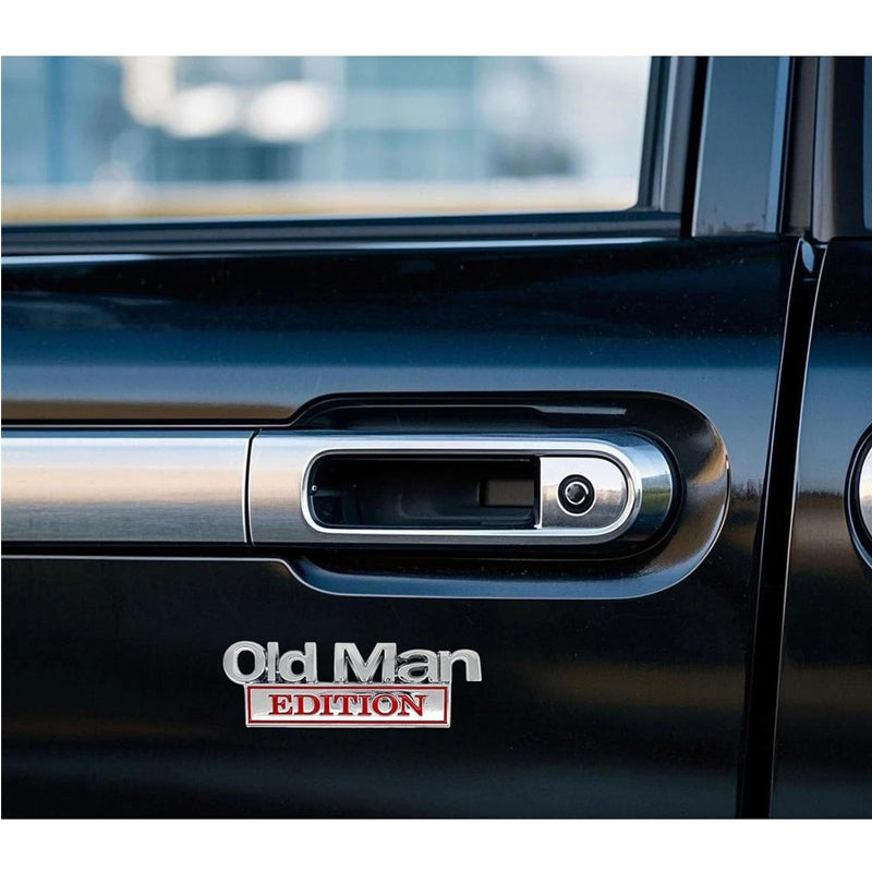 2PCS Old Man Edition 3D Metal Car Emblem Badge