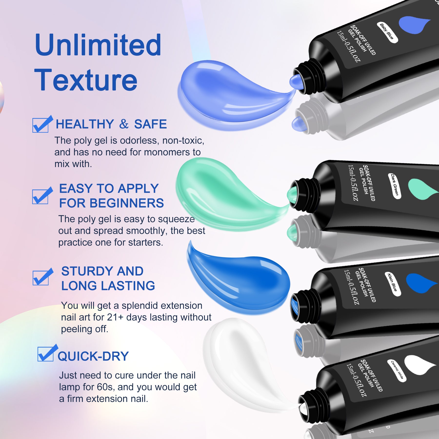 6PCS Polygel Nail Kit with UV Lamp and Builder Tools for Beginners